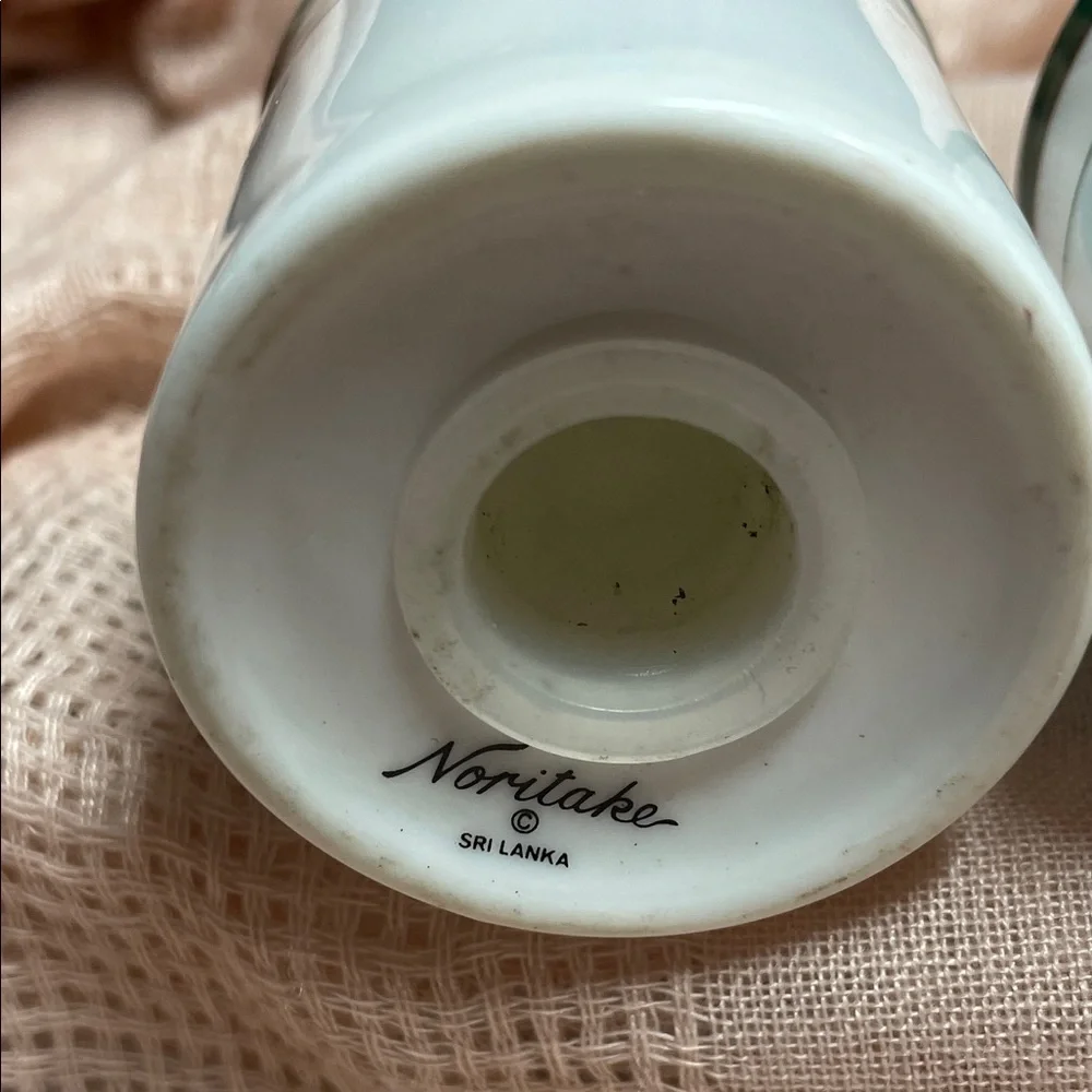 Noritake Royal Hunt White and Green Salt and Pepper Shakers